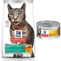 Hill's Science Diet Adult Perfect Weight Chicken Recipe Dry Food + Adult Urinary Hairball Control Savory Chicken Entree Canned Cat Food