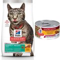 Hill's Science Diet Adult Perfect Weight Chicken Recipe Dry Food + Healthy Cuisine Roasted Chicken & Rice Medley Canned Cat Food