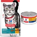 Hill's Science Diet Adult Indoor Chicken Recipe Dry Cat Food, 15.5-lb bag + Hill's Science Diet Adult 7+ Savory Chicken Entree Canned Cat Food, 5.5-oz, case of 26