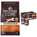 Wellness CORE Digestive Health Wholesome Grains Chicken & Brown Rice Recipe Dry Food + Chicken & Beef Pate Variety Pack Grain-Free Wet Dog Food