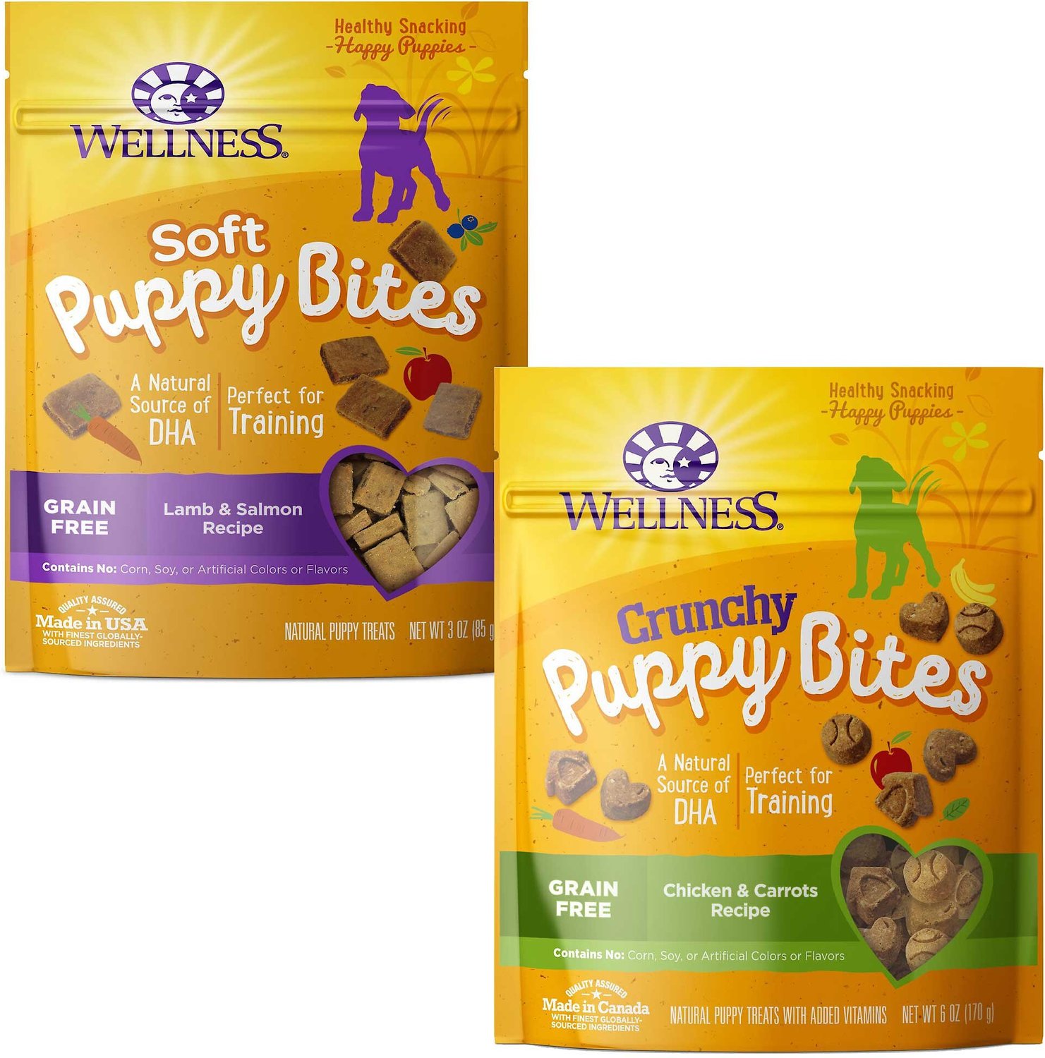 Wellness Soft Puppy Bites Lamb & Salmon Recipe + Crunchy Puppy Bites Chicken & Carrots Recipe