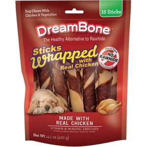 DreamBone Large Chicken Wrapped Stick Dog Treat, 16 count