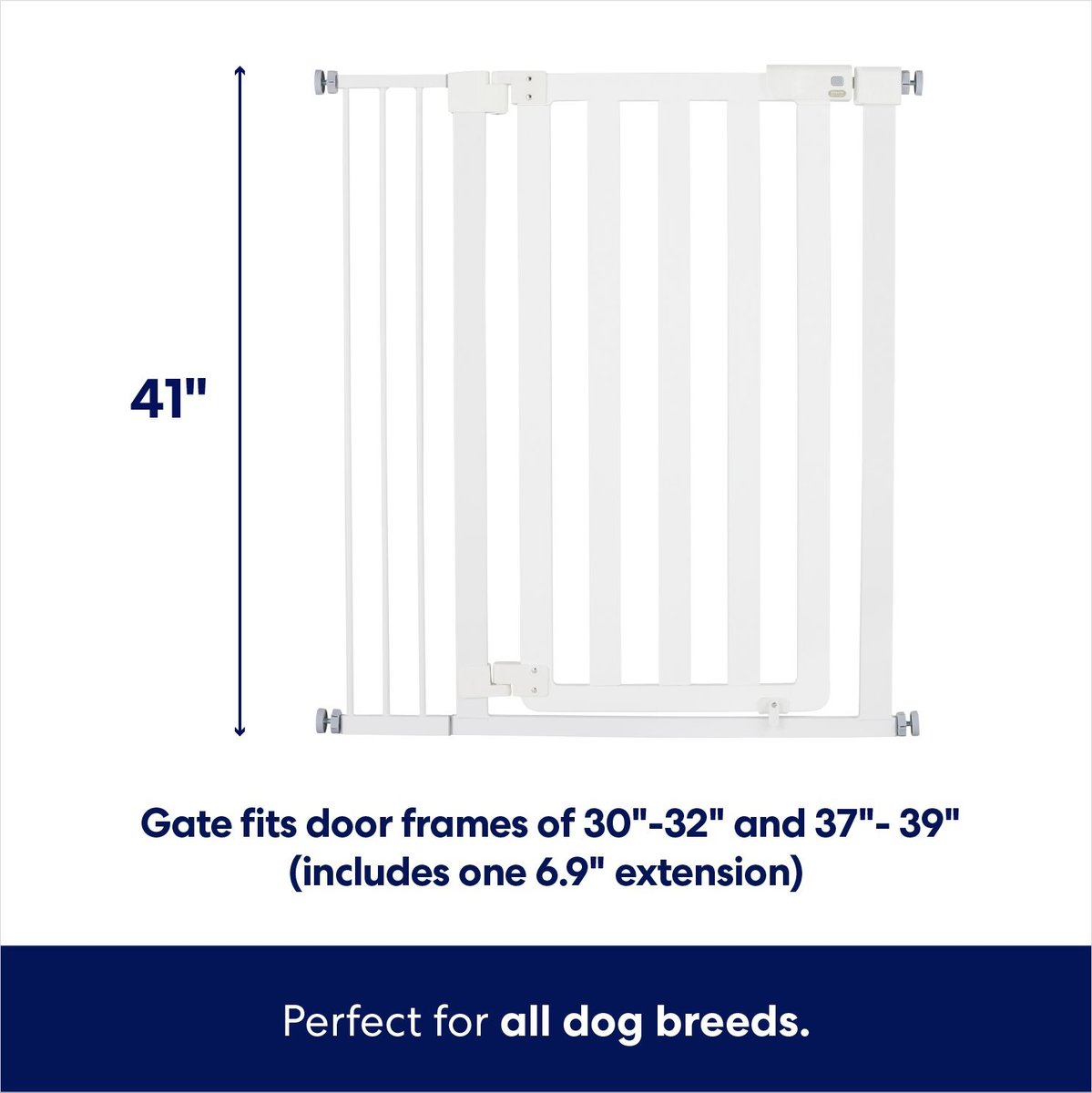 FRISCO Wood & Metal Extra Tall Autoclose Dog Gate, 41in, White