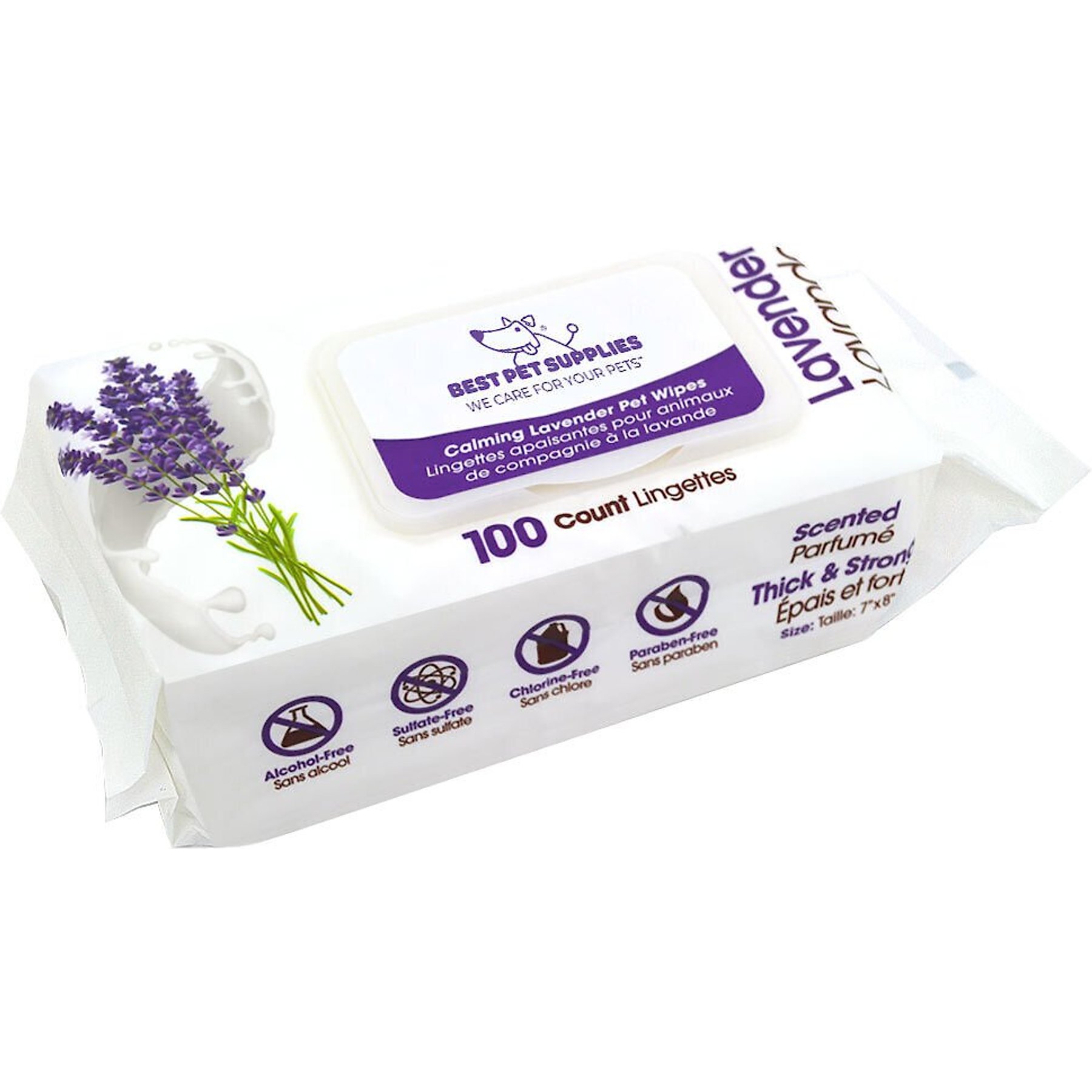 BEST PET SUPPLIES Soothing Cat Dog Grooming Wipes Lavender