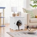 Yaheetech Washroom Bench Enclosed Cat House Cat Litter Box, White, Small