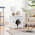 Yaheetech Washroom Bench Enclosed Cat House Cat Litter Box, White, Small