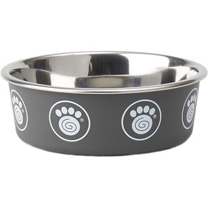 PetRageous Designs Capri Stainless-Steel Dog Bowl, Gray, 1.75-cup
