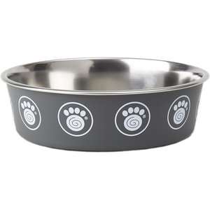 PetRageous Designs Capri Stainless-Steel Dog Bowl, Gray, 6.75-cup