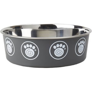 PetRageous Designs Capri Stainless-Steel Dog Bowl, Gray, 8.75-cup