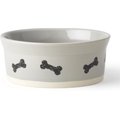 PetRageous Designs Classy Bones Stoneware Dog Bowl, Gray, 1.5-cup