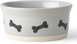 PetRageous Designs Classy Bones Stoneware Dog Bowl, Gray, 3.5-cup