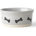 PetRageous Designs Classy Bones Stoneware Dog Bowl, Gray, 3.5-cup