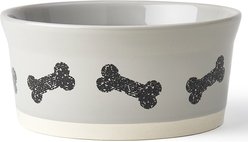 PetRageous Designs Classy Bones Stoneware Dog Bowl, Gray, 4.5-cup