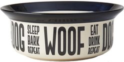 PetRageous Designs Eat Drink Repeat Stoneware Dog Bowl, Natural, 4-cup
