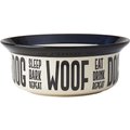 PetRageous Designs Eat Drink Repeat Stoneware Dog Bowl, Natural, 4-cup