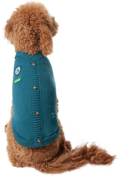 Frisco Teal Button Down Dog & Cat Sweater, Medium slide 1 of 7