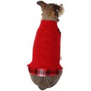Frisco Plaid Cable Knit Dog & Cat Sweater, X-Large, Red
