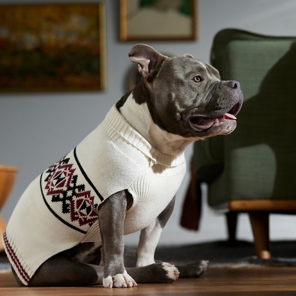 Frisco Geometric Dog & Cat Sweater, Yellow/Navy