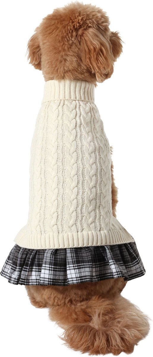 Frisco Beige Plaid Dog & Cat Sweater Dress