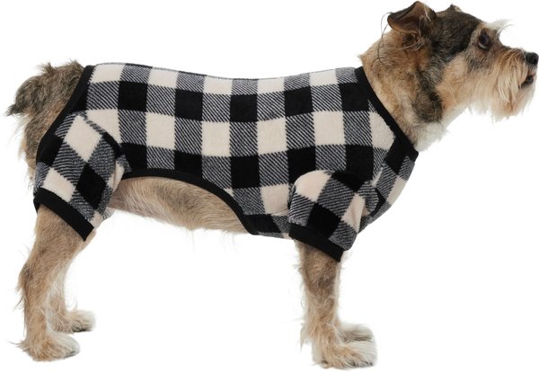 Frisco Plaid Dog & Cat Fleece Pajamas, Black, Medium slide 1 of 7