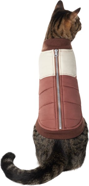Frisco Colorblock Puffer Dog & Cat Jacket, Tan, Small slide 1 of 8