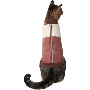 Frisco Colorblock Puffer Dog & Cat Jacket, Tan, Small