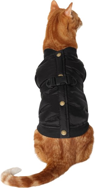 Frisco Lightweight Belted Puffer Dog & Cat Jacket, Black, Small slide 1 of 8