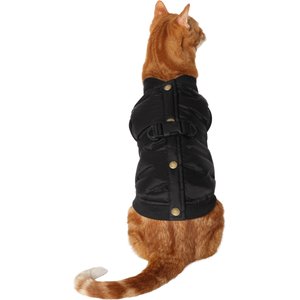 Frisco Belted Puffer Dog & Cat Jacket, Small, Black