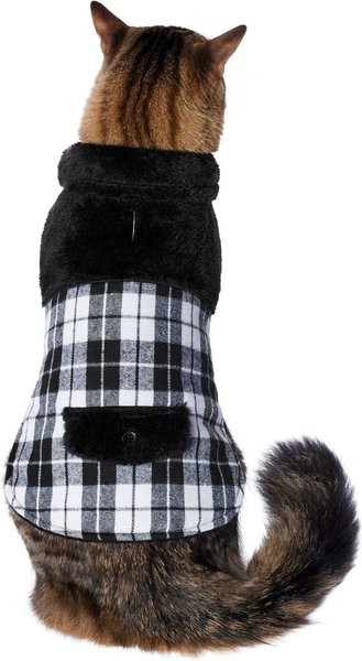Frisco Plaid Faux Fur Dog & Cat Jacket, X-Small, Gray slide 1 of 10