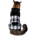 Frisco Mediumweight Plaid Faux Fur Dog & Cat Jacket, Gray, Small