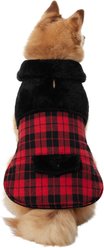 Frisco Mediumweight Plaid Faux Fur Dog & Cat Jacket, Red, XX-Large
