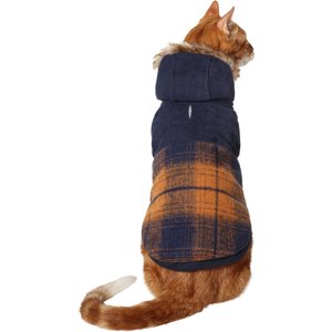 Frisco Plaid Fleece Lined Dog & Cat Coat, X-Small