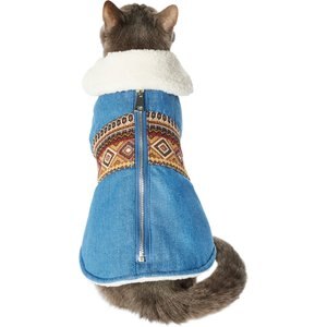 Frisco Western Fleece Lined Faux Zipper Dog & Cat Coat, Small