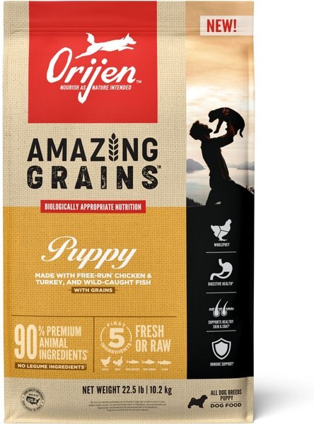 ORIJEN Amazing Grains Puppy Dry Dog Food, 22.5-lb bag slide 1 of 10