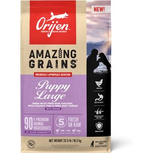 ORIJEN Amazing Grains Puppy Large Breed Dry Dog Food, 22.5-lb bag