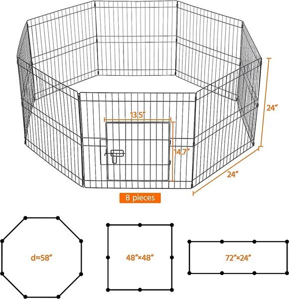 Yaheetech 8 Panel Dog Playpen, Black