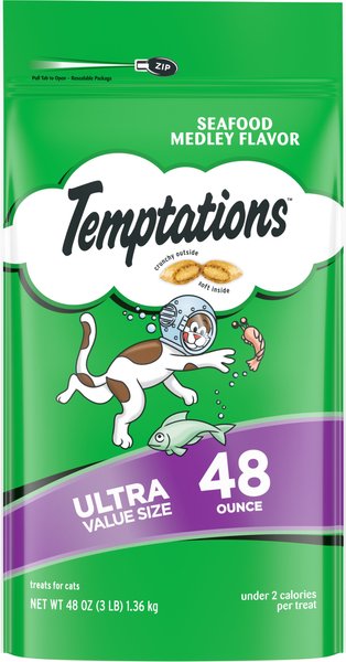 Temptations Classic Seafood Medley Flavor Soft & Crunchy Cat Treats, 48-oz bag slide 1 of 8