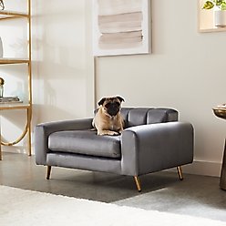 Frisco Elevated Art Deco Dog & Cat Sofa Bed with Removable Cover, Grey, Medium