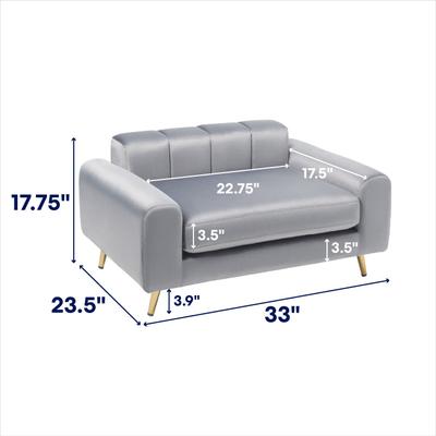 Show full view: Frisco Elevated Art Deco Dog & Cat Sofa Bed with Removable Cover, Grey, Medium slide 2 of 6