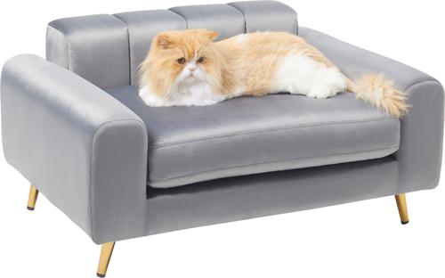 Show full view: Frisco Elevated Art Deco Dog & Cat Sofa Bed with Removable Cover, Grey, Medium slide 3 of 6
