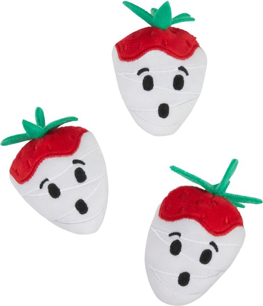 Frisco Halloween Ghost Strawberries Plush Cat Toy with Catnip, 3 count slide 1 of 5