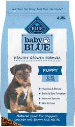 Blue Buffalo Baby Blue Healthy Growth Formula Natural Chicken & Brown Rice Recipe Puppy Dry Food, 4-lb bag