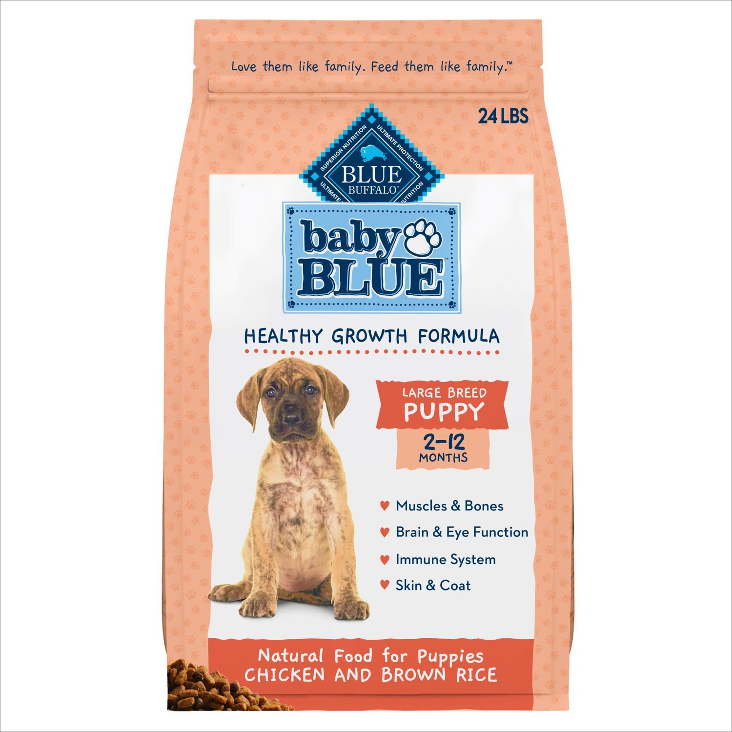 bunke akademisk syv BLUE BUFFALO Baby Blue Large Breed Healthy Growth Formula Natural Chicken &  Brown Rice Recipe Puppy Dry Food, 24-lb bag - Chewy.com