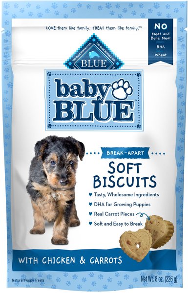 Blue Buffalo Baby Blue Soft Biscuits Natural Chicken & Carrots Puppy Treats, 8-oz bag slide 1 of 6
