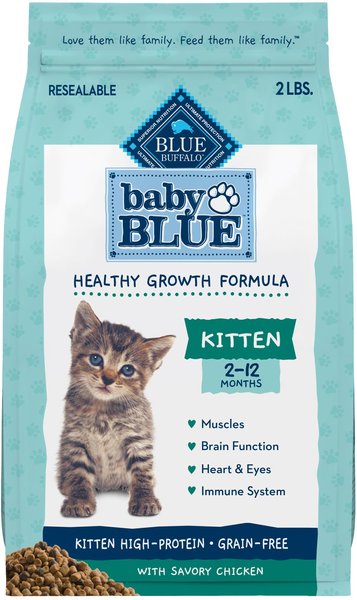 BLUE BUFFALO Baby Blue Healthy Growth Formula Grain Free High Protein Chicken Pea Recipe Kitten Dry Food 2 lb bag Chewy