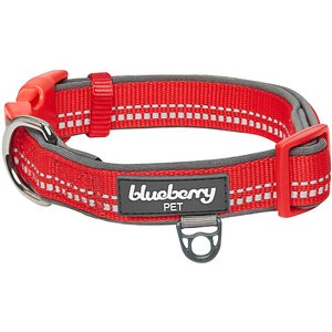 Blueberry Pet 3M Pastel Color Padded Reflective Dog Collar, Red, Small: 12 to 16-in neck