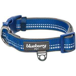 Blueberry Pet 3M Pastel Color Padded Reflective Dog Collar, Navy, Small: 12 to 16-in neck