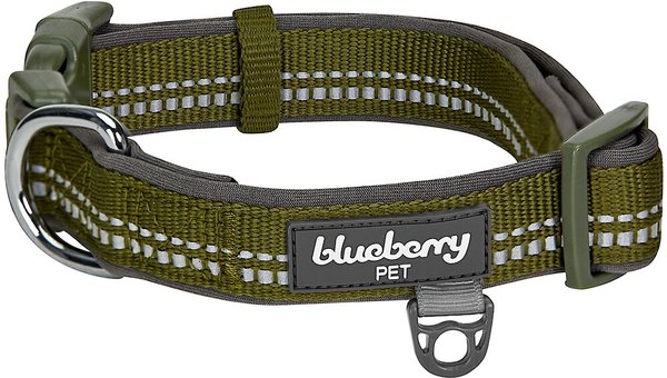 Blueberry Pet Soft & Safe 3M Neoprene Padded Adjustable Reflective Dog Collar, Olive Green, Small: 12 to 16-in neck slide 1 of 6