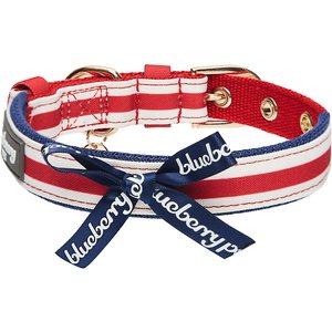 Blueberry Pet Bon Voyage Sea Lover Dog Collar, Horizontal Red Stripes, Medium: 13 to 16.5-in neck