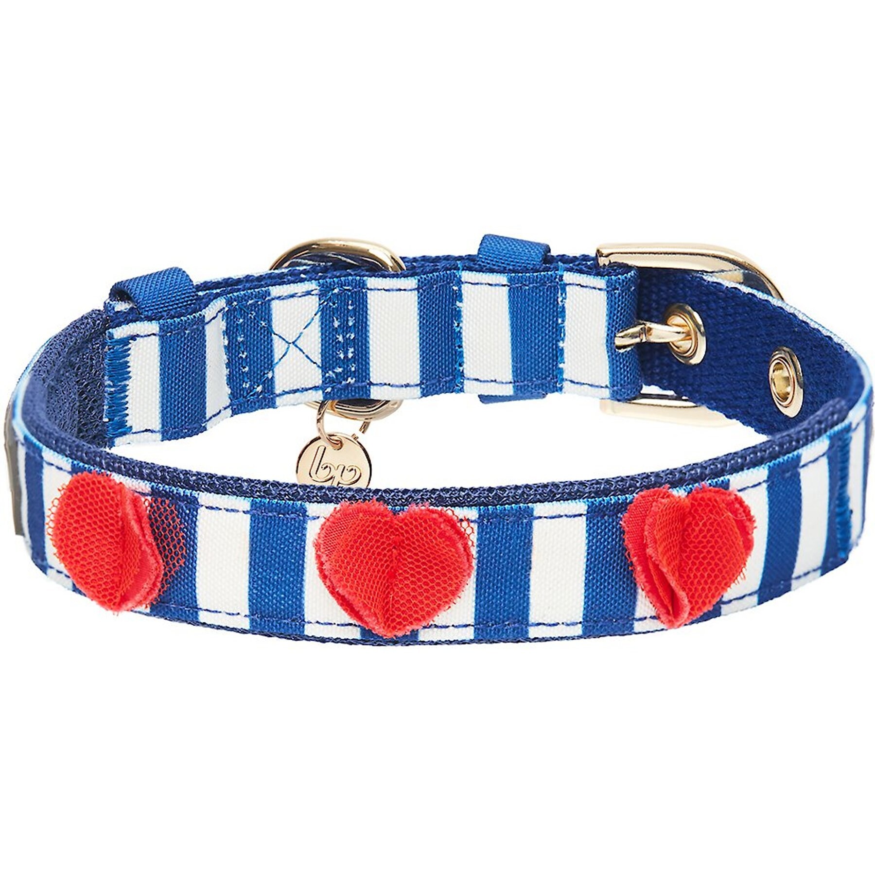 Blueberry Pet Blueberry Pet Bon Voyage Sea Lover Dog Collar, Chunky Nautical Blue Stripes, Small: 9 to 12.5-in neck